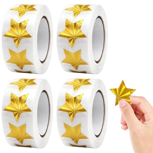 Sterne Aufkleber, 2000 Stück Stern Sticker für Weihnachtsgeschenke und Bastelprojekte, Selbstklebende Weihnachtliche Aufkleber mit 5,5 * 2,8 cm Größe, Ideal für Kinder und Lehrer