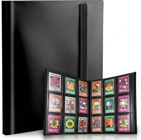 Álbum de tarjetas coleccionables, 540 bolsillos laterales, tamaño grande, álbum de tarjetas coleccionables, encuadernación para tarjetas, coleccionistas y cumpleaños de niños (negro)