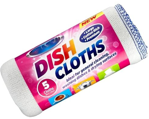 Divan Beds Deals 5-Pack Large Stockinette Dishcloths Durable & Absorbent Kitchen Cleaning Cloths Multipurpose Wash Cloths for Dishes Counters Surfaces Sinks Reusable
