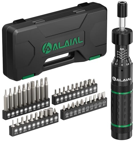 ALAIAL Tournevis Dynamométrique 1-7 Nm pour Vélo, 41 Pièces | Kit de Réparation Clé à Cliquet 1/4, Outil de Précision pour Composants Carbone VTT/Route, Moto, 3D Imprimante