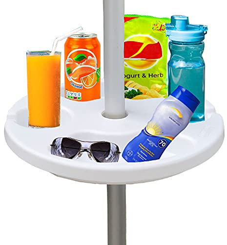AMMSUN Sonnenschirmtisch aus Kunststoff mit 4 Becherhaltern, Weiß 12 Inch weiß
