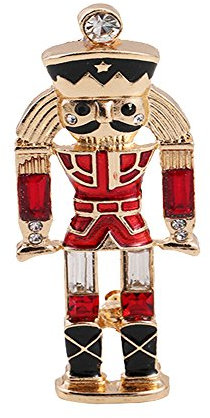 MANZHEN Red and Black Enamel Nutcracker Soldier Brooch Pins, Zinc