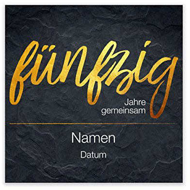 Herz & Heim® Etikett für Flasche zur Goldhochzeit - fünzig Jahre gemeinsam - mit Namen des Goldpaares 1 Stück