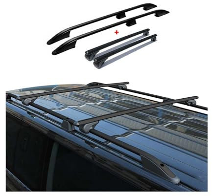 Dachreling + Dachträger Set für VW Caddy L1 Kurzer Aluminium Schwarz 4tlg