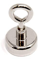 Neodymium Machine Lathed Clamping Magnet with M4 Eyebolt for Holding, Hanging and Displaying Items - 20mm dia - Pack of 1
