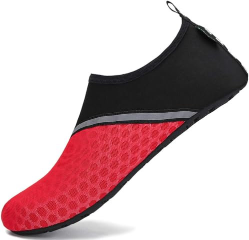 SAGUARO Badeschuhe Herren Wasserschuhe Damen Strandschuhe Schnelltrocknend Schwimmschuhe Licht Weich Aquaschuhe Neoprenschuhe Hausschuhe 030 Rot Gr.38/39