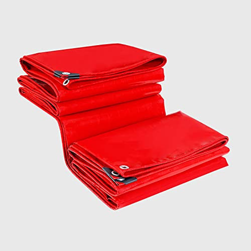 WMEIE Lonas Impermeables Exterior, Lona Protectora Resistente Al Desgarro con Ojales para Muebles De Jardín Trampolín De Piscina,Rojo,3x4m