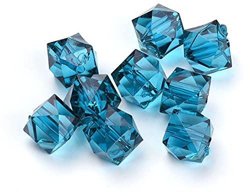 Charming Beads Teal Blue Acrylic Faceted Cube Beads 8mm Pack of 100+