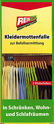 Reinex 2X KLEIDERMOTTENFALLE Pheromon Klebefalle geruchlos Mottenfalle Mottenschutz Kleidung 82
