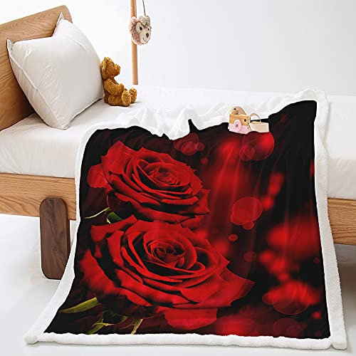 Highdi Wohndecke Flauschige Kuscheldecke Zweiseitige Fleece Decke mit Blumen Bedruckt, Weiche Warm Fleecedecke als Sofaüberwurf, Tagesdecke oder Wohnzimmerdecke (Rose,150x200cm)