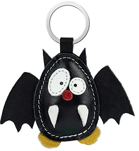 Tierisch starke Schlüsselanhänger aus hochwertigem Echtleder, Made in EU, perfekt für Weihnachten Geburtstag Jahrestag, Finde dein Lieblingstier (Fledermaus)