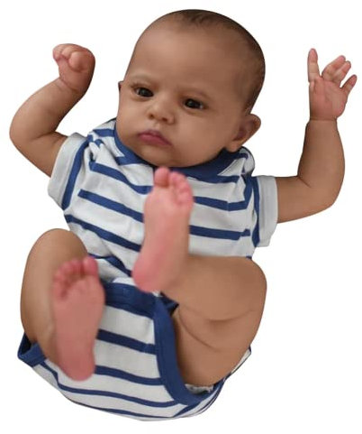 Lonian 24 Zoll fertig bemalte Puppe in Dunkelbraun Reborn Baby Doll (Brown Eyes)