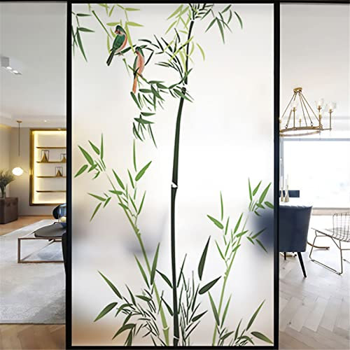 XQKXHZ Vinilo Electrostatico para Ventanas,Bambú Verde,Vinilo Cristal para Ventanas Privacidad Translúcida Laminas para Ventanas Opaco No Adhesivo para Baño Cocina Oficina Casa,17,70x120cm