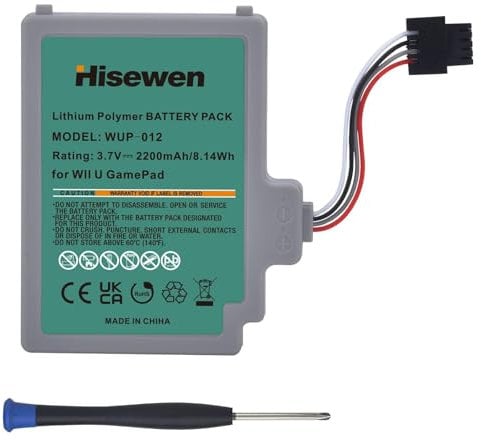 Hisewen Wii U Gamepad Batterie rechargeable de rechange 2200 mAh pour Nintendo Wii U Gamepad WUP-012, WUP-010