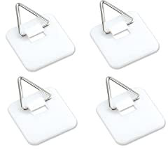 ZENZERO® - Ganci per cornici in PS (polistirene) - Ganci ADESIVI - Attaccaglie in plastica e adesivo per superfici liscie - Contenuto Confezione: (4pz QUADRATI da 25mm)
