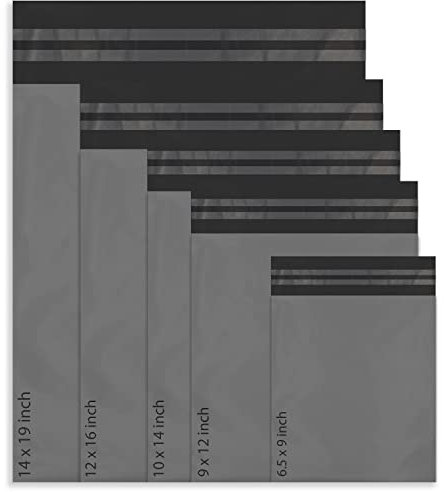 50 gemischte Versandtaschen aus Poly-Selbstverschluss, 5 Größen, je 10 Stück, Red Ember, kleine bis große Versandtaschen, Versandverpackungen (Grau)