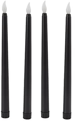 BSTCAR 4 Stück echtes Wachs LED flammenlose Kerzen Kerzenständer batteriebetrieben 3D elektrische Kerze Licht Haus, Hochzeit, Party (Schwarz)