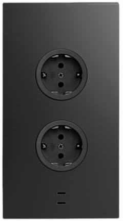 Caressi Ecksteckdose 2ST220 - Steckdose 2fach mit 2x USB für die vertikale Montage in einer Ecke, Edelstahl anthrazit, 230V