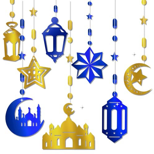 Ramadan-Party-Dekorationen, Eid Mubarak, hängende Mondstern-Wimpelkette, goldfarben, Glitzerstern, Girlande, Banner, Hintergrund, Ramadan, Mubarak, Islam, muslimische Festivals, Eid al-Fitr Hochzeit,