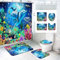 SMchwbc Ozean Delfin Duschvorhang 180x180 180x200 Delfin Fisch Blau Strand Duschvorhänge Set Polyester Delfine Pflanzen Shower Curtains Badezimmerteppich 4-teiliges Set (120 x 200 cm(BxH),10)
