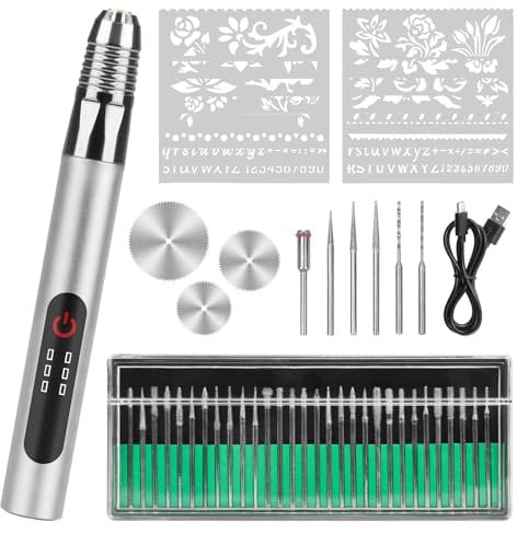 OBDResource Electric Engraving Pen Tool Kit, Cordless USB Rechargeable Engraver Tool Rotary Engraving Etching Drill Kit Mini DIY Crafting Tools for Wood Glass Metal Stone Plastic Jewelry and Nails