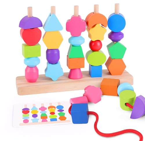 SUPERBE BEBE Montessori Holzspielzeug Zum Stapeln & Sortieren Für Baby & Kinder - Brettspiele Ab 3 Jahre Motorikspielzeug - Lern & Entwicklungsspielzeug Bildungsspiel Kleinkinder Geburtstagsgeschenk