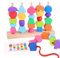 SUPERBE BEBE Montessori Holzspielzeug Zum Stapeln & Sortieren Für Baby & Kinder - Brettspiele Ab 3 Jahre Motorikspielzeug - Lern & Entwicklungsspielzeug Bildungsspiel Kleinkinder Geburtstagsgeschenk