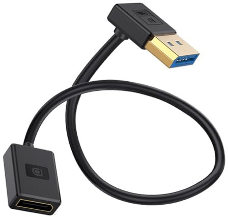 PIIHUSW Right Angle Displayport 1.4 Extension Cable, 90 Degree DP Male to Female Cable (8K/60Hz, 4k/144Hz), Short Display Port 32.4Gbps for Gaming Monitor, TV, PC, Laptop (Down)