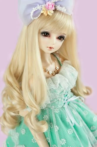 TUITA 1/3 1/4 1/6 1/8 Hochtemperaturdraht BJD Perücke Blondes gewelltes Haar für BJD Puppe