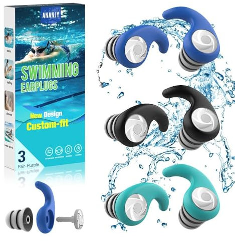 Tapones para los Oídos para Natación - 3 Pares de Tapones de Silicona Suave Reutilizables para Nadar, Perfectos para el Surf, el Buceo, la Piscina, la Ducha y Otros Deportes Acuáticos