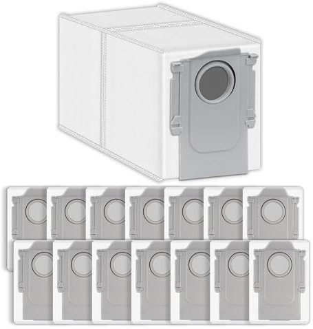 (15 Pièces) Saros 10R Sacs d'aspirateur pour Roborock S8 MaxV Ultra/ S8 Max Ultra/Qreco Curv/Qrevo S/Qrevo Master/Q Revo/Q Revo Pro/Saros 10R/ Saros 10/ Qrevo Plus Robot Aspirateur Accessoires