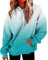 Langlaufski Set Damen Klassisch Komplett Damen-Sweatshirt mit Kapuze in Übergröße, Langarm-Sweatshirt mit Kordelzug, lockeres Sweatshirt mit Taschen Pulli Schwarz Damen (Light Blue, M)
