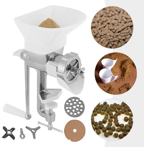 Handkurbel Manuelle Getreidemühle für Tierfutter Granulator – Futterpelletmaschine mit großem Trichter für Vogel Fisch Huhn Kaninchen Katze Hund Schaffutter