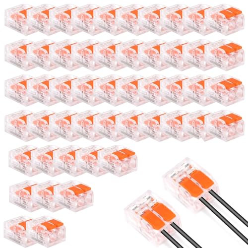 Connecteur Electrique, 50 pièces Connecteurs Électriques avec Tige de Commande, 2 entrées Raccord Electrique, Connecteur de Fil 4mm² Conducteur