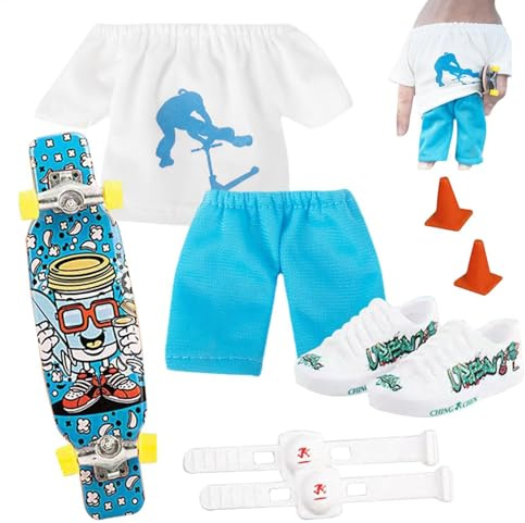 Umiocns 9Pieces Finger Skateboard Set,Finger Skateboard Ramps Sets,Fingerboard Small Finger Skateboards Toys,Small Skateboard Fingerboards Finger Toys For Kids Children Finger Skater For Teen Adult
