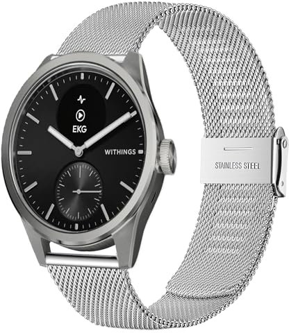 SUGARJAR 18MM Métal Bracelet Compatible avec Withings ScanWatch 2 42mm/ScanWatch Horizon/ScanWatch 42mm/Steel HR 40mm/Steel HR Sport