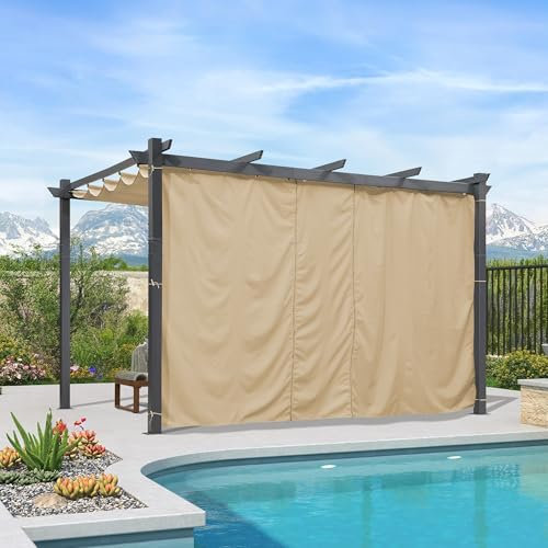 PURPLE LEAF Garten Pergola 3 x 4 m mit Seitenwänden, Aluminium Terrasse Pavillon mit Wetterfestes Schiebedach, Wasserdicht Stabil Winterfest, Beige