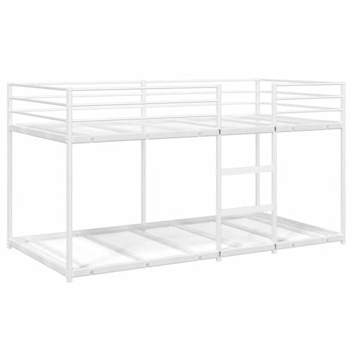 vidaXL Bunk Bed - Steel Frame - Space Saver - Built-In Ladder - Guardrails - White - 90x190 cm