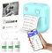 MoKo Label Marker Machine with 3 Rolls Paper, Bluetooth Mini Label Printer with Multiple Templates for Phones, Mini Sticker Printer for Home, Office, Organization, Small Business, Blue