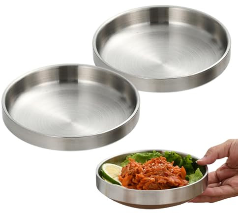 Katzennapf Flach Edelstahl, 2 Stück 304 Material Katzennapf, Katze Futterschale Trinknapf Katze Napf Katze Fressnapf Katze, Sturzsicher und Leicht zu Reinigen