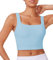 PINSPARK Sport Bustier Damen Gepolstert Ohne Bügel Sport Bra Top Breiten Trägern Stretch Yoga Crop Tops Sommer Schweißableitender Nahtloser BH Denim Blau s