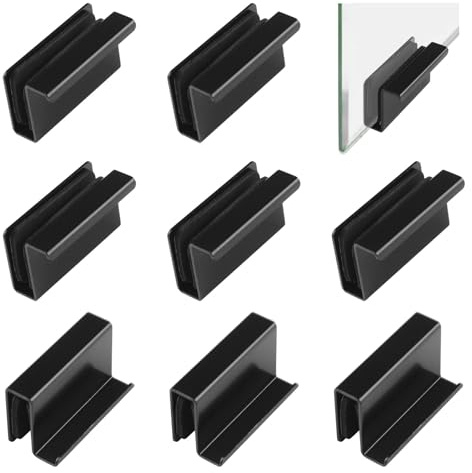 UFURMATE 8-teiliges Glas-Fingerkanten-Zuggriff-Schrank-Fingerzug-Griff-Glastür-Clips-Schrankverschluss-Klammer-verdeckter Griff für Display-Glasvitrinentür (Schwarz)