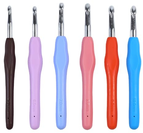 6 häkelnadel Haken in den Größen 6mm, 6,5mm, 7mm, 8mm, 9mm, 10mm,Ergonomische Häkelnadel für das Handweben, DIY oder Reparieren von Kleidung