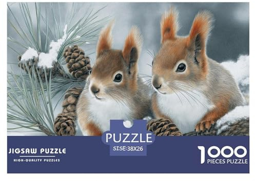 Cute_Eichhörnchens 1000 Teile Puzzle Für Die Ganze Familie Tiere Erwachsenenpuzzle Clevere Rätsel Geschenk 38x26cm/1000pcs