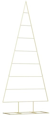 Massbinet Weihnachtsbaum Metall Tannenbaum mit Haken Weihnachts Ständer zum Beschmücken 210 cm Gold