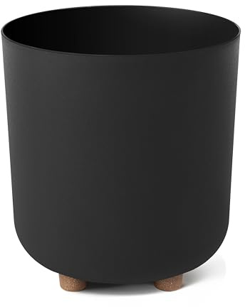 LAMELA Kunststoff Blumentopf rund mit Füßen, Ø 24 cm, 10 L - Schwarz | UV- und frostbeständig, minimalistisches Design - für innen und außen, ein dekorativer Blickfang das ganze Jahr