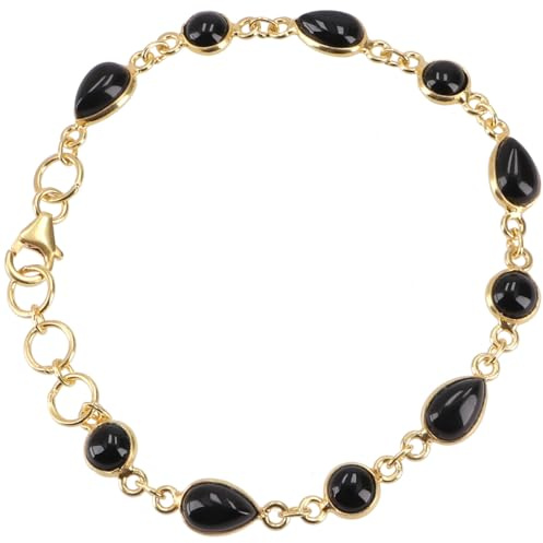 GURU SHOP Indisches Boho Armband, vergoldetes Sterling Silber mit Steinen