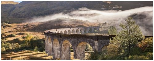 Wallario Küchenrückwand selbstklebend 115 x 50 cm, Motiv: Viadukt im Morgennebel | Spritzschutz abwischbar & pflegeleicht