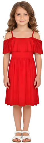 A2Z 4 Kids Girls Off Shoulder Skater Dress Party Wear Age 5-38 Red