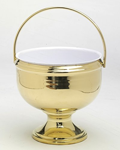 Acquasantiera, Altezza 19 cm, Diametro Esterno 18 cm, Ottone, Oro
